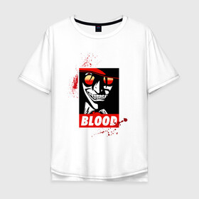Мужская футболка хлопок Oversize с принтом Hellsing blood в Белгороде, 100% хлопок | свободный крой, круглый ворот, “спинка” длиннее передней части | Тематика изображения на принте: вампир | капли | кровь | плакат