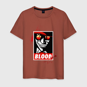 Мужская футболка хлопок с принтом Hellsing blood в Белгороде, 100% хлопок | прямой крой, круглый вырез горловины, длина до линии бедер, слегка спущенное плечо. | Тематика изображения на принте: вампир | капли | кровь | плакат