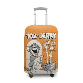 Чехол для чемодана 3D с принтом Том и Джерри в Белгороде, 86% полиэфир, 14% спандекс | двустороннее нанесение принта, прорези для ручек и колес | tom  jerry | tom and jerry | vdzabma | джерри | том | том  джерри | том и джерри