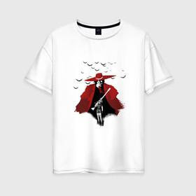 Женская футболка хлопок Oversize с принтом Hellsing bats в Белгороде, 100% хлопок | свободный крой, круглый ворот, спущенный рукав, длина до линии бедер
 | Тематика изображения на принте: вампир | винтовка | девушка | летучие мыши