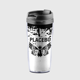 Термокружка-непроливайка с принтом placebo в Белгороде, внутренняя часть — пищевой пластик, наружная часть — прозрачный пластик, между ними — полиграфическая вставка с рисунком | объем — 350 мл, герметичная крышка | Тематика изображения на принте: black eyed | black market music | every you every me | nancy boy | placebo | placebo interview | placebo live | placebo nancy | pure morning | running up that hill | special k | taste in men | where is my mind | without you i’m nothing