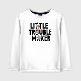 Детский лонгслив хлопок с принтом Little Trouble Maker в Белгороде, 100% хлопок | круглый вырез горловины, полуприлегающий силуэт, длина до линии бедер | tom  jerry | tom and jerry | vdzabma | джерри | том | том  джерри | том и джерри