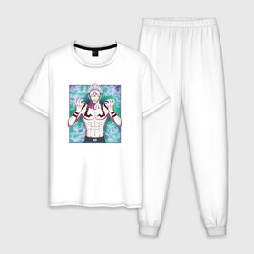Мужская пижама хлопок с принтом МАГИЧЕСКАЯ БИТВА | SUKUNA в Белгороде, 100% хлопок | брюки и футболка прямого кроя, без карманов, на брюках мягкая резинка на поясе и по низу штанин
 | anime | japan | japanese | jujutsu | jujutsu kaisen | kaisen | sukuna | аниме | двуликий призрак | иероглифы | инумаки | итадори | итадори юдзи | магическая битва | нобара | панда | рёмен | рёмен сукуна | сатору | сукуна | юдзи