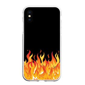 Чехол для iPhone XS Max матовый с принтом ОГОНЬ И НИЧЕГО ЛИШНЕГО в Белгороде, Силикон | Область печати: задняя сторона чехла, без боковых панелей | blaze | cs go | csgo | блазе | блейз | вектор | кс го | ксго | на черном фоне | нечего лишнего | огонь | пламя | языки пламени