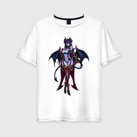 Женская футболка хлопок Oversize с принтом Demoness  в Белгороде, 100% хлопок | свободный крой, круглый ворот, спущенный рукав, длина до линии бедер
 | ад | аниме | демонесса | дьяволица