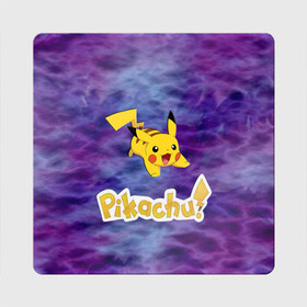 Магнит виниловый Квадрат с принтом Pikachu Blue&Rose K&C в Белгороде, полимерный материал с магнитным слоем | размер 9*9 см, закругленные углы | Тематика изображения на принте: go | pikachu | pocemon | абстракция | пикачу | покемон