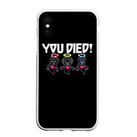 Чехол для iPhone XS Max матовый с принтом YOU DIED в Белгороде, Силикон | Область печати: задняя сторона чехла, без боковых панелей | Тематика изображения на принте: art | cartoon | cup | cuphead | dark | devil | dice | die | died | game | ghost | gta | king | mugman | souls | the | you | арт | бос | босс | голова | демон | дьявол | игра | капхед | магмен | мультик | мультфильм | потрачено | приведение | пр