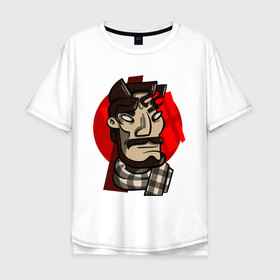 Мужская футболка хлопок Oversize с принтом Коба в Белгороде, 100% хлопок | свободный крой, круглый ворот, “спинка” длиннее передней части | граффити | коба | конструктивизм | плакат | портрет | сталин