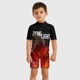 Детский купальный костюм 3D с принтом DYING LIGHT ОГОНЬ в Белгороде, Полиэстер 85%, Спандекс 15% | застежка на молнии на спине | dying light | dying light 2 | даинг лайт