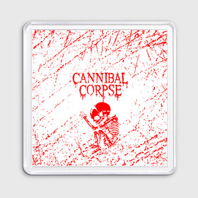 Магнит 55*55 с принтом cannibal corpse в Белгороде, Пластик | Размер: 65*65 мм; Размер печати: 55*55 мм | Тематика изображения на принте: cannibal | cannibal corpse | cannibal corpse butchered at birth | cannibal corpse eaten back to life | cannibal corpse hammer smashed face | corpse | death metal | металл | пластинки с металлическим лезвием | рок | труп каннибала