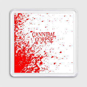 Магнит 55*55 с принтом cannibal corpse в Белгороде, Пластик | Размер: 65*65 мм; Размер печати: 55*55 мм | Тематика изображения на принте: cannibal | cannibal corpse | cannibal corpse butchered at birth | cannibal corpse eaten back to life | cannibal corpse hammer smashed face | corpse | death metal | металл | пластинки с металлическим лезвием | рок | труп каннибала