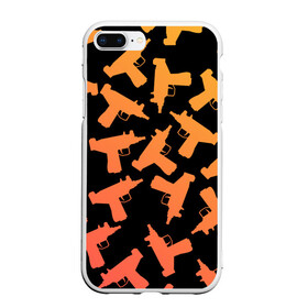 Чехол для iPhone 7Plus/8 Plus матовый с принтом Узи в Белгороде, Силикон | Область печати: задняя сторона чехла, без боковых панелей | градиент | минимализм | оружие | пистолет автомат | узи
