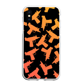Чехол для iPhone XS Max матовый с принтом Узи в Белгороде, Силикон | Область печати: задняя сторона чехла, без боковых панелей | градиент | минимализм | оружие | пистолет автомат | узи