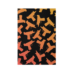 Обложка для паспорта матовая кожа с принтом Узи в Белгороде, натуральная матовая кожа | размер 19,3 х 13,7 см; прозрачные пластиковые крепления | Тематика изображения на принте: градиент | минимализм | оружие | пистолет автомат | узи