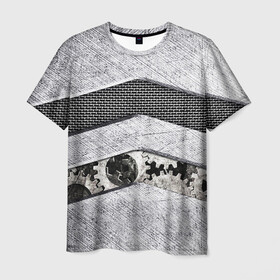 Мужская футболка 3D с принтом Металлическая Обивка в Белгороде, 100% полиэфир | прямой крой, круглый вырез горловины, длина до линии бедер | Тематика изображения на принте: метал | механизм | сетка | сталь | шестерни