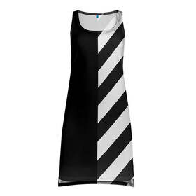 Платье-майка 3D с принтом Черно-Белые Полосы в Белгороде, 100% полиэстер | полуприлегающий силуэт, широкие бретели, круглый вырез горловины, удлиненный подол сзади. | black and white | lines | stripes | полосы | черно белый