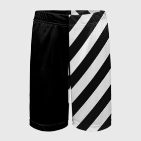 Детские спортивные шорты 3D с принтом Черно-Белые Полосы в Белгороде,  100% полиэстер
 | пояс оформлен широкой мягкой резинкой, ткань тянется
 | black and white | lines | stripes | полосы | черно белый