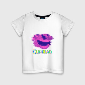 Детская футболка хлопок с принтом Cuphead Glitch в Белгороде, 100% хлопок | круглый вырез горловины, полуприлегающий силуэт, длина до линии бедер | glitch | голова | фиолетовый | чашка