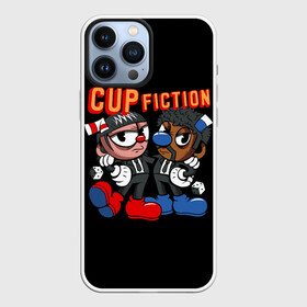 Чехол для iPhone 13 Pro Max с принтом CUP FICTION в Белгороде,  |  | Тематика изображения на принте: art | cartoon | cup | cuphead | devil | dice | fiction | game | king | mugman | pulp | the | арт | бос | босс | голова | демон | дьявол | игра | капхед | криминальное | магмен | мультик | мультфильм | платформер | чаша | чашка | человек | черт 