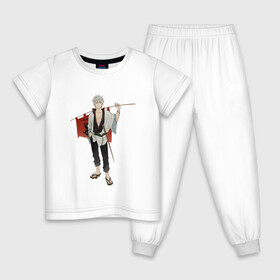 Детская пижама хлопок с принтом Gintama Gintoki   в Белгороде, 100% хлопок |  брюки и футболка прямого кроя, без карманов, на брюках мягкая резинка на поясе и по низу штанин
 | anime | ginatama | gintoki | manga | аниме | гинтама | гинтоки | друзья | манга