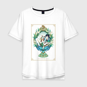 Мужская футболка хлопок Oversize с принтом Икона Венти в Белгороде, 100% хлопок | свободный крой, круглый ворот, “спинка” длиннее передней части | арт | архонт ветра | барбатос | бог ветра | венти | дух ветра | милый парень | рисунок