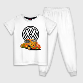Детская пижама хлопок с принтом Volkswagen  в Белгороде, 100% хлопок |  брюки и футболка прямого кроя, без карманов, на брюках мягкая резинка на поясе и по низу штанин
 | car | volkswagen | жук | классика | машина | скорость