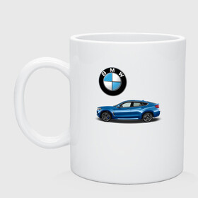 Кружка керамическая с принтом BMW X6 в Белгороде, керамика | объем — 330 мл, диаметр — 80 мм. Принт наносится на бока кружки, можно сделать два разных изображения | Тематика изображения на принте: bmw | car | jeep | германия | машина | скорость