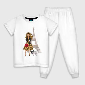 Детская пижама хлопок с принтом Париж в Белгороде, 100% хлопок |  брюки и футболка прямого кроя, без карманов, на брюках мягкая резинка на поясе и по низу штанин
 | башня | берет | любовь | мечта | франция