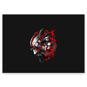 Поздравительная открытка с принтом Kratos в Белгороде, 100% бумага | плотность бумаги 280 г/м2, матовая, на обратной стороне линовка и место для марки
 | gad of war | game | games | god of war | god of wor | атрей | атрэй | бог войны | игра | игры | кратос