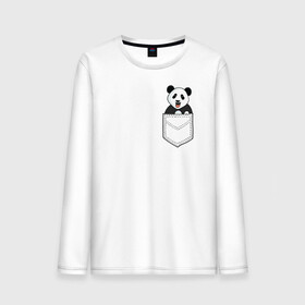 Мужской лонгслив хлопок с принтом Довольная Панда в Кармане в Белгороде, 100% хлопок |  | animals | beats | head | panda | pocket | в кармане | голова | животные | звери | лапки | любовь | панда | улыбка