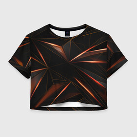 Женская футболка Crop-top 3D с принтом Геометрическая Абстракция в Белгороде, 100% полиэстер | круглая горловина, длина футболки до линии талии, рукава с отворотами | абстракция | геометрическая абстракция | геометрия | линии | полосы | техно
