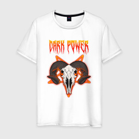 Мужская футболка хлопок с принтом Dark power в Белгороде, 100% хлопок | прямой крой, круглый вырез горловины, длина до линии бедер, слегка спущенное плечо. | 666 | кости | рок | сатана | череп
