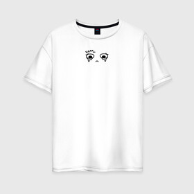 Женская футболка хлопок Oversize с принтом Happy в Белгороде, 100% хлопок | свободный крой, круглый ворот, спущенный рукав, длина до линии бедер
 | happy | sad | грусть | депрессия | настроение | счастье | человек
