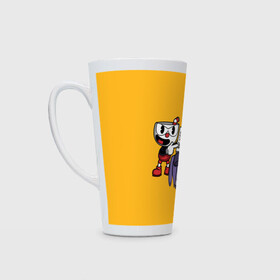 Кружка Латте с принтом CUPHEAD в Белгороде, Белая керамика | Объем 480 мл; Высота 150 мм; Диаметр 90 мм | Тематика изображения на принте: art | cartoon | cup | cuphead | devil | dice | game | king | mugman | the | арт | бос | босс | голова | демон | дьявол | игра | капхед | магмен | мультик | мультфильм | платформер | чаша | чашка | человек | черт