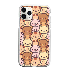 Чехол для iPhone 11 Pro матовый с принтом Кавайные животные в Белгороде, Силикон |  | animal | animals | bear | cat | cute | kawaii | kitten | kitty | neko | pattern | pig | piggy | кавайи | кот | котенок | котята | кошечка | медведь | медвежата | медвежонок | милота | неко | паттерн | свинка | свинья | собачка | узор | хрюшки |