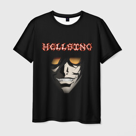 Мужская футболка 3D с принтом Алукард (Hellsing) в Белгороде, 100% полиэфир | прямой крой, круглый вырез горловины, длина до линии бедер | алукард | вампир | клыки | надпись | очки | хеллсинг