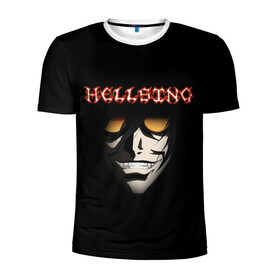 Мужская футболка 3D спортивная с принтом Алукард (Hellsing) в Белгороде, 100% полиэстер с улучшенными характеристиками | приталенный силуэт, круглая горловина, широкие плечи, сужается к линии бедра | алукард | вампир | клыки | надпись | очки | хеллсинг