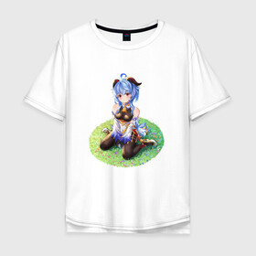 Мужская футболка хлопок Oversize с принтом Гань Юй в Белгороде, 100% хлопок | свободный крой, круглый ворот, “спинка” длиннее передней части | арт | боевая девушка | гань юй | коза | козочка | кокосовая козочка | милая девушка | рисунок