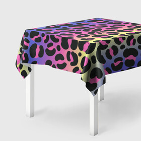 Скатерть 3D с принтом Neon Leopard Pattern в Белгороде, 100% полиэстер (ткань не мнется и не растягивается) | Размер: 150*150 см | africa | afrika | gradient | summer | tropical | африка | африканский узор | градиент | леопард | леопардовый узор | лето | неон | неоновое свечение | паттерт | пятна | разные цвета | саванна | тропики | тропический узор