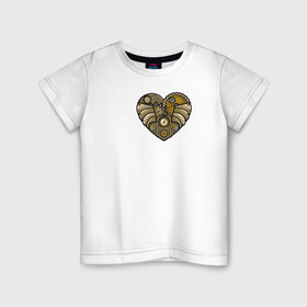 Детская футболка хлопок с принтом Steampunk Сердце в Белгороде, 100% хлопок | круглый вырез горловины, полуприлегающий силуэт, длина до линии бедер | Тематика изображения на принте: game | heart | steampunk | игры | механический | сердце | стимпанк | часы | шестеренки