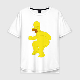 Мужская футболка хлопок Oversize с принтом Голый Гомер Симпсон в Белгороде, 100% хлопок | свободный крой, круглый ворот, “спинка” длиннее передней части | homer simpson | гомер | гомер симпсон | симпсоны