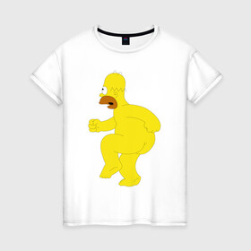 Женская футболка хлопок с принтом Голый Гомер Симпсон в Белгороде, 100% хлопок | прямой крой, круглый вырез горловины, длина до линии бедер, слегка спущенное плечо | homer simpson | гомер | гомер симпсон | симпсоны