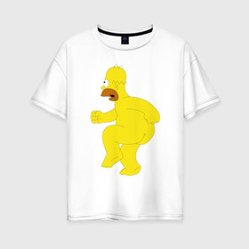 Женская футболка хлопок Oversize с принтом Голый Гомер Симпсон в Белгороде, 100% хлопок | свободный крой, круглый ворот, спущенный рукав, длина до линии бедер
 | homer simpson | гомер | гомер симпсон | симпсоны