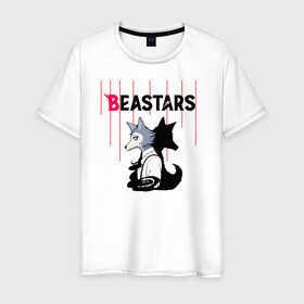 Мужская футболка хлопок с принтом Легоси beastars в Белгороде, 100% хлопок | прямой крой, круглый вырез горловины, длина до линии бедер, слегка спущенное плечо. | animals | beastars | legoshi | выдающиеся | звери | зверолюди | легоси