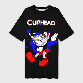 Платье-футболка 3D с принтом Cuphead в Белгороде,  |  | cup head | cuphead | run and gun | детям | капхед | капхэд | логотипы игр | персонажи игр | чашка