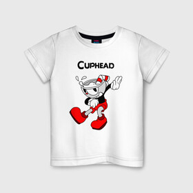 Детская футболка хлопок с принтом Cuphead Капхед в Белгороде, 100% хлопок | круглый вырез горловины, полуприлегающий силуэт, длина до линии бедер | cup head | cuphead | run and gun | детям | капхед | капхэд | логотипы игр | персонажи игр | чашка