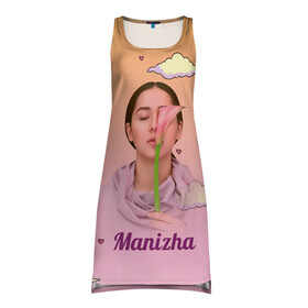 Платье-майка 3D с принтом Манижа  Manizha в Белгороде, 100% полиэстер | полуприлегающий силуэт, широкие бретели, круглый вырез горловины, удлиненный подол сзади. | manizha | далеровна | душанбе | евровидение | евровидение 2021 | манижа | певица | таджикистан | хамраева
