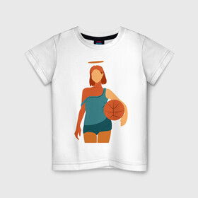Детская футболка хлопок с принтом Красивая девушка с мячом. в Белгороде, 100% хлопок | круглый вырез горловины, полуприлегающий силуэт, длина до линии бедер | баскетбол | векторная графика | девушка | день рождения | подарок | подарок парню
