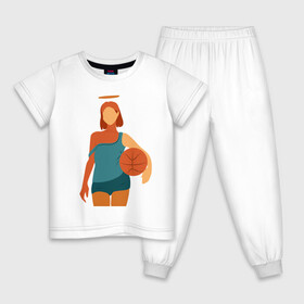 Детская пижама хлопок с принтом Красивая девушка с мячом. в Белгороде, 100% хлопок |  брюки и футболка прямого кроя, без карманов, на брюках мягкая резинка на поясе и по низу штанин
 | баскетбол | векторная графика | девушка | день рождения | подарок | подарок парню