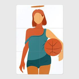 Магнитный плакат 2Х3 с принтом Красивая девушка с мячом. в Белгороде, Полимерный материал с магнитным слоем | 6 деталей размером 9*9 см | Тематика изображения на принте: баскетбол | векторная графика | девушка | день рождения | подарок | подарок парню